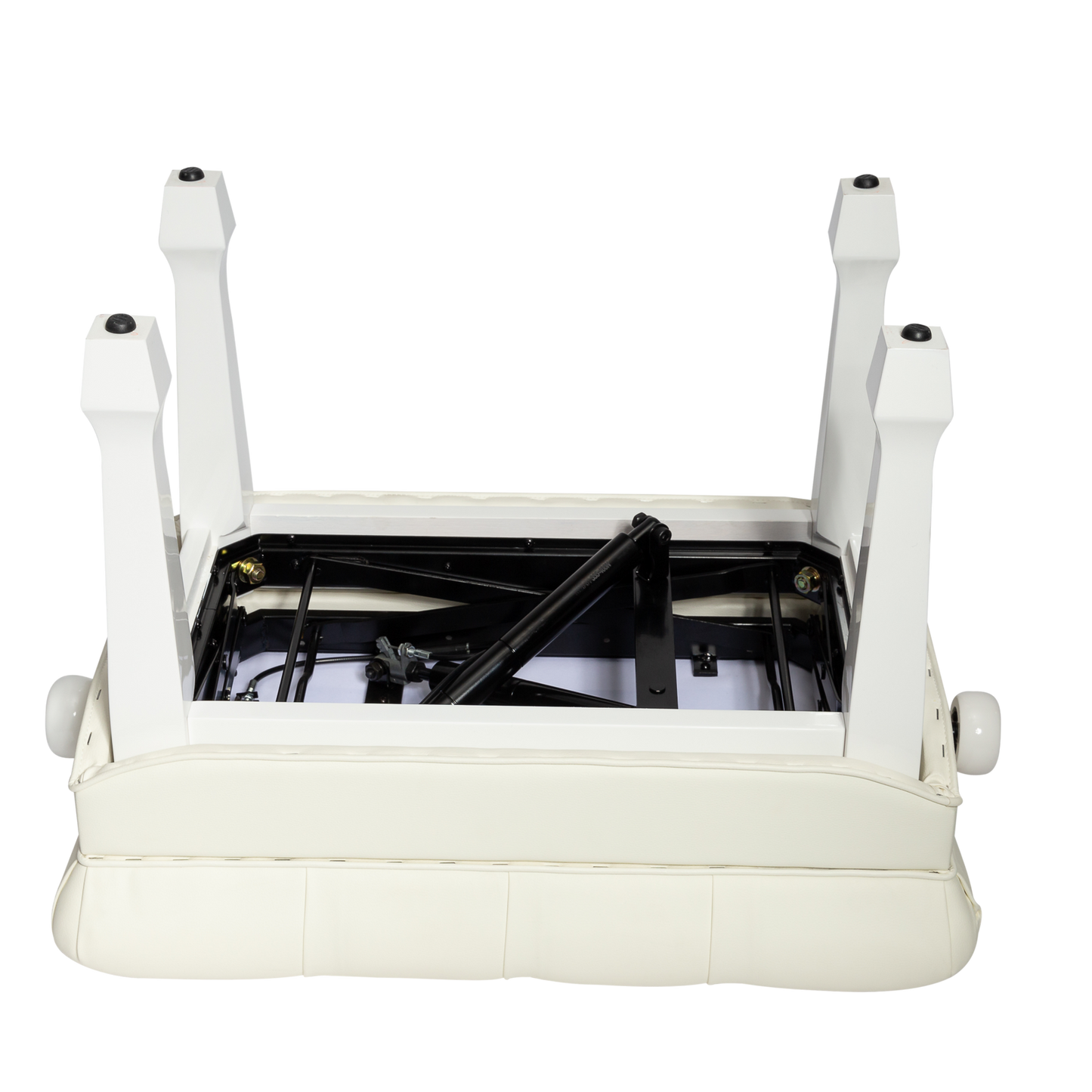 Crown Hydraulic Height Adjustable Piano Bench with Storage - White — view 3