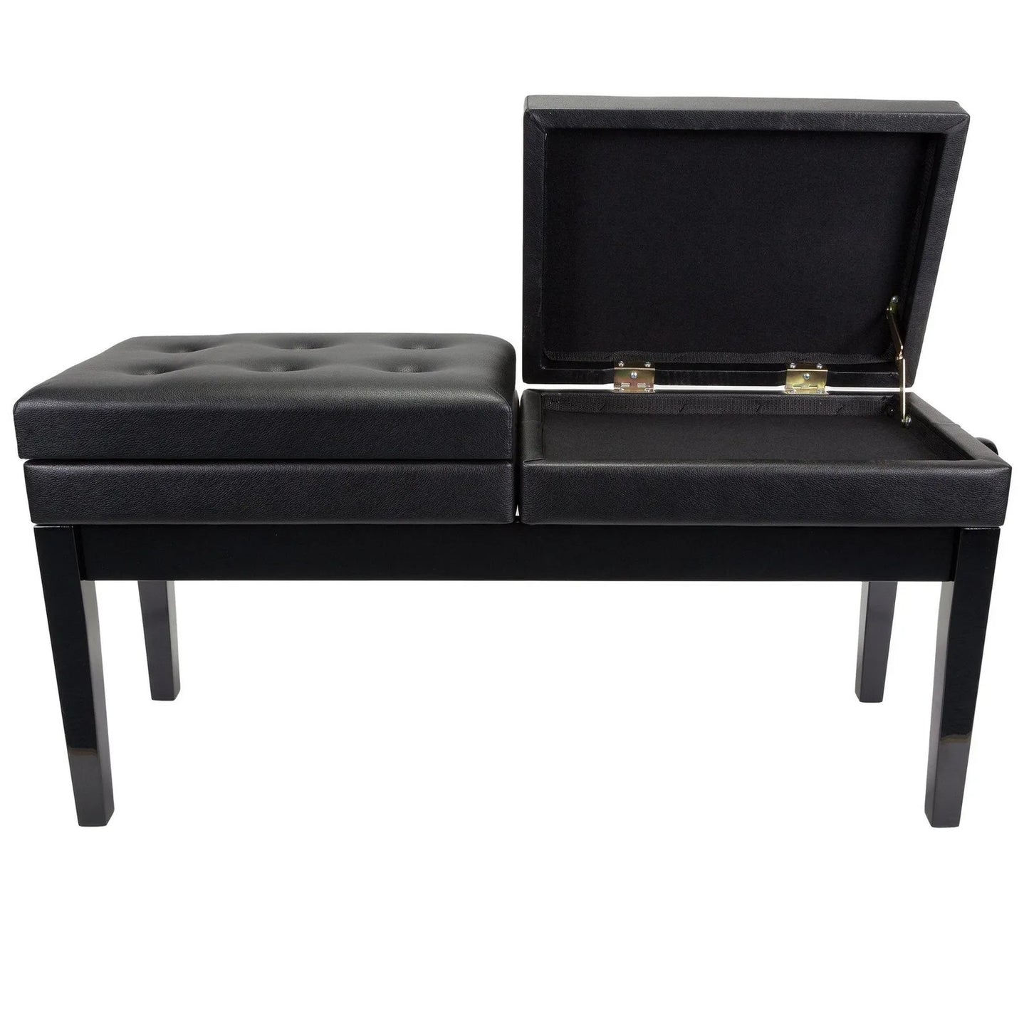 Crown Deluxe Height Adjustable Duet Piano Stool with Storage Compartments - Black — view 4