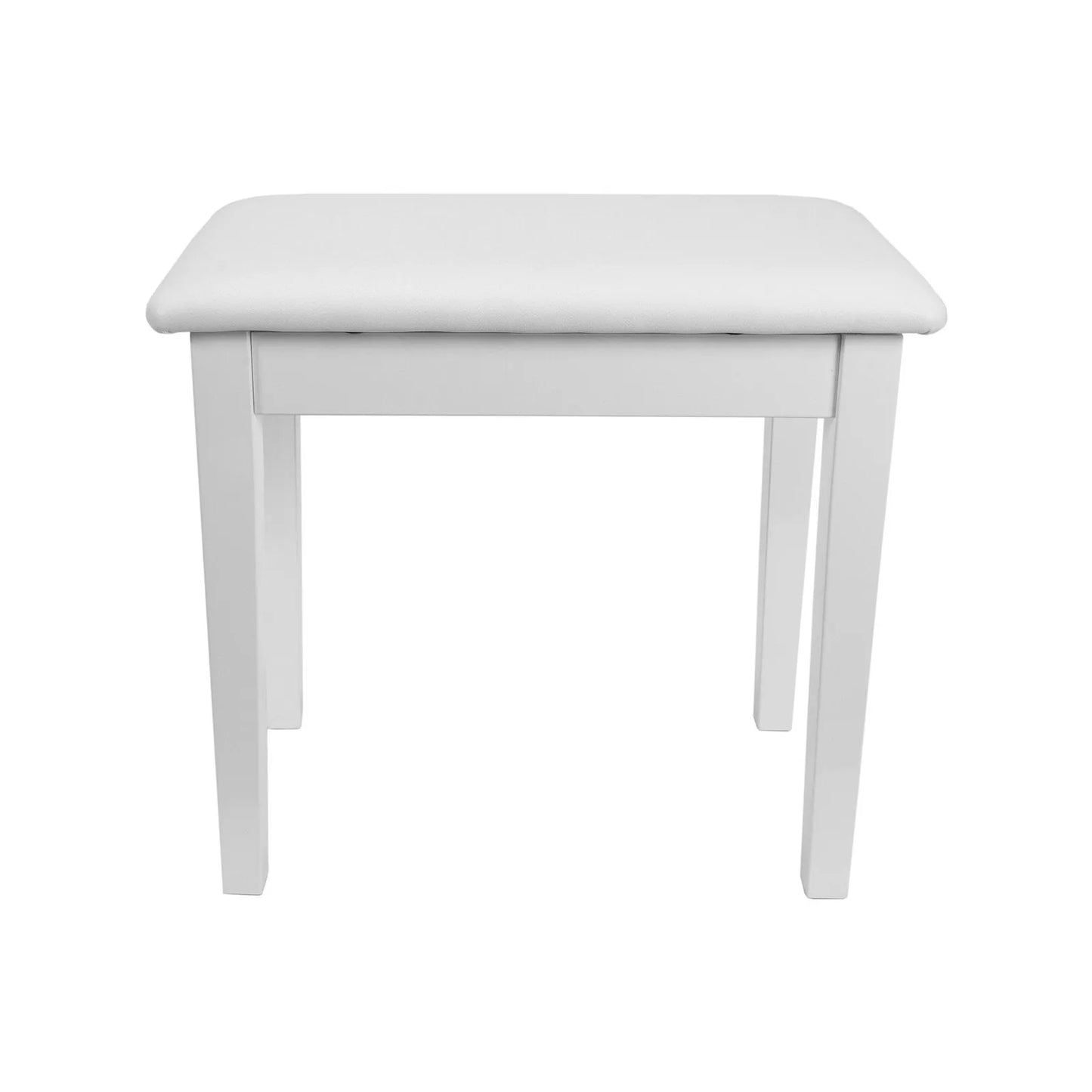 Crown Compact Piano Stool with Storage Compartment - White Faux Leather Seat, Wood Frame, Simple Assembly, 54cm W x 32cm D x 49cm H — view 3