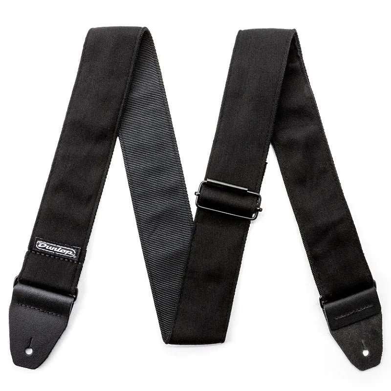 Dunlop 2" Black Jacquard Guitar Strap with Leather Ends and Metal Buckles