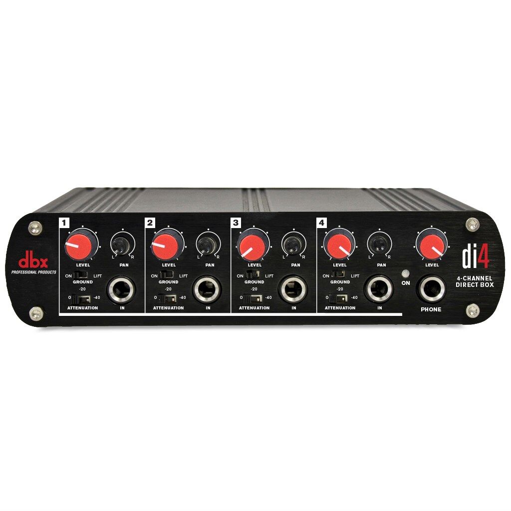 DBX DI4 Active 4-Channel Direct Box & Line Mixer - Converts Unbalanced to Balanced Signals for Mixers, PAs, & Recording Consoles