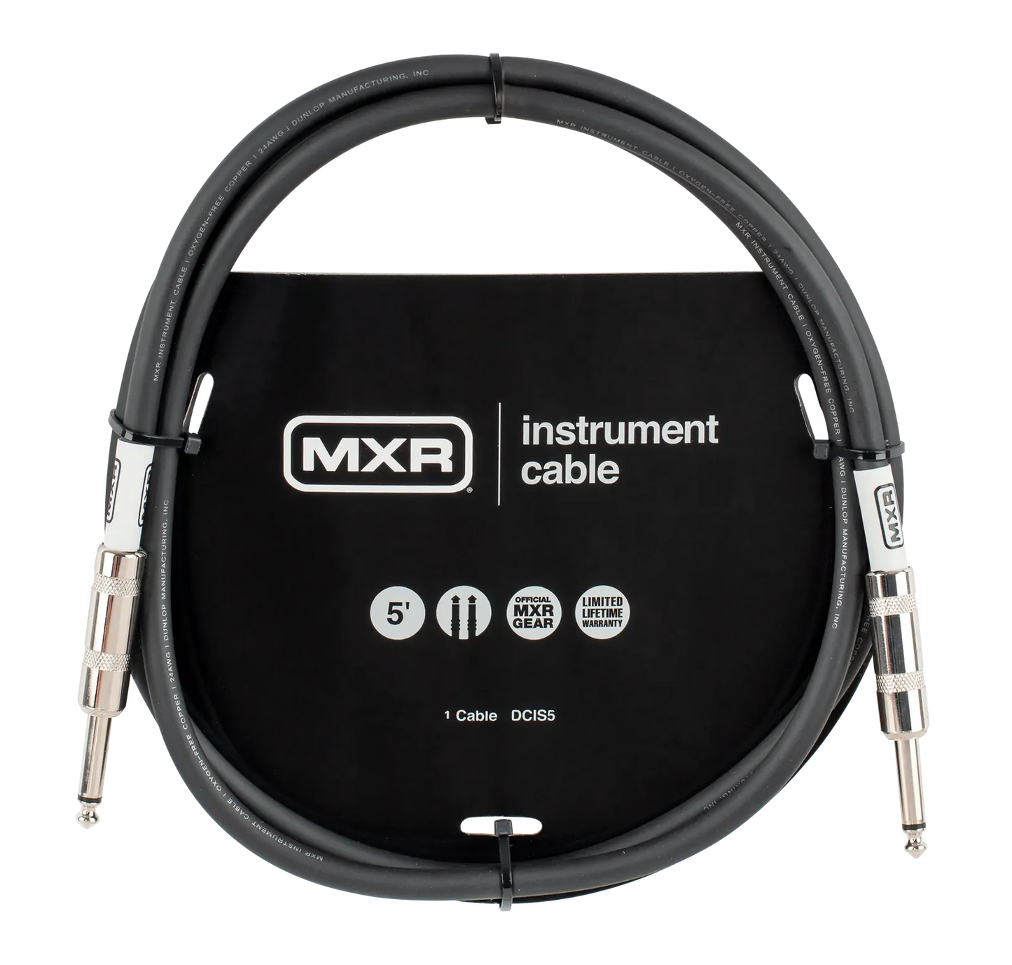 MXR 5 Inch Instrument Cable - 5 ft Noiseless Guitar Cable with STR Plugs