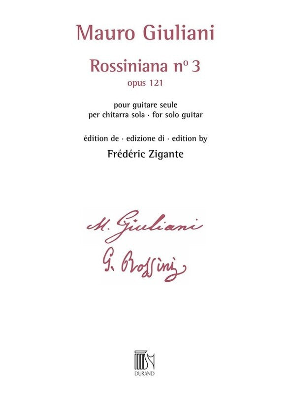 Giuliani - Rossiniana No 3 Op 121 For Solo Guitar Softcover Book (Classical Guitar)
