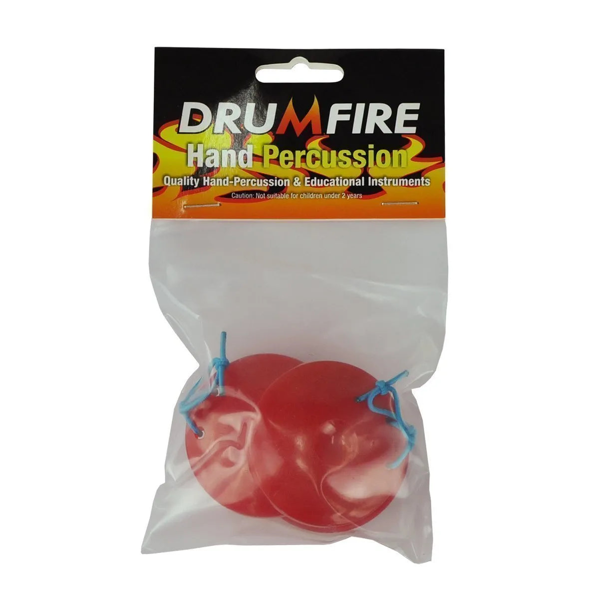 Drumfire DFP-PFC2-MUC Plastic Finger Castanets - Red/Blue, 1 Pair with Attachment Strap — view 2
