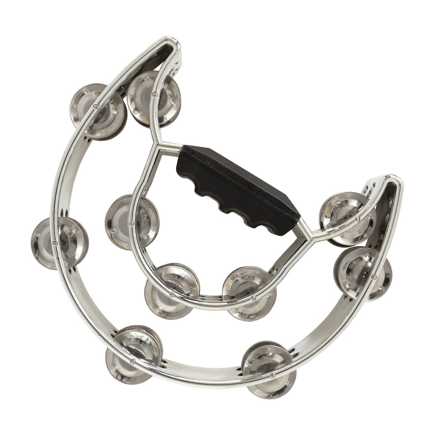 Drumfire DFP-TP2-CHR Double Row Half Moon Tambourine with Ribbed Handle