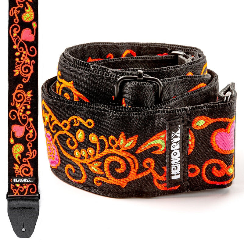 Dunlop 2" Jimi Hendrix Blacklight Monterey Guitar Strap - Monterey Orange — view 3