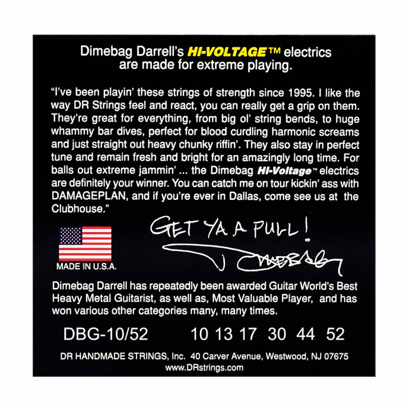 DR Hi-Voltage Dimebag Darrell Nickel Plated Electric Guitar Strings Medium to Heavy 10-52 — view 3