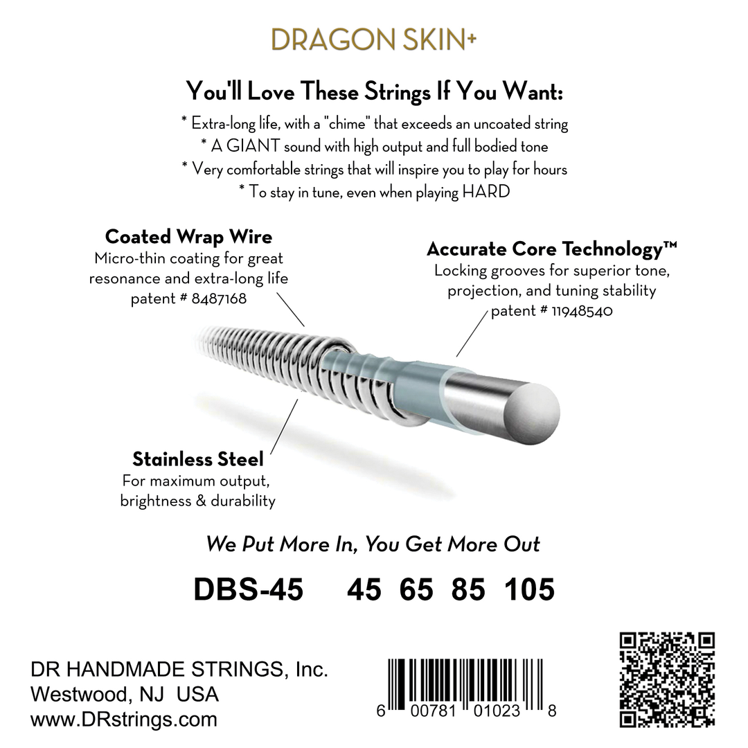 DR Dragon Skin+ Stainless Steel Bass Strings 45-105 — view 2