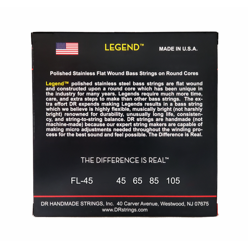 DR Legend Polished Flatwound Stainless Steel Bass Strings Medium 45-105 — view 3
