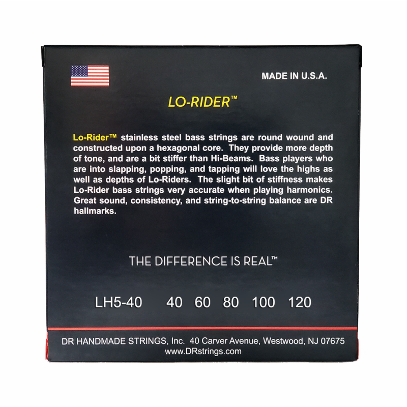 DR Lo-Rider Stainless Steel 5-String Bass Strings Light 40-120 — view 3