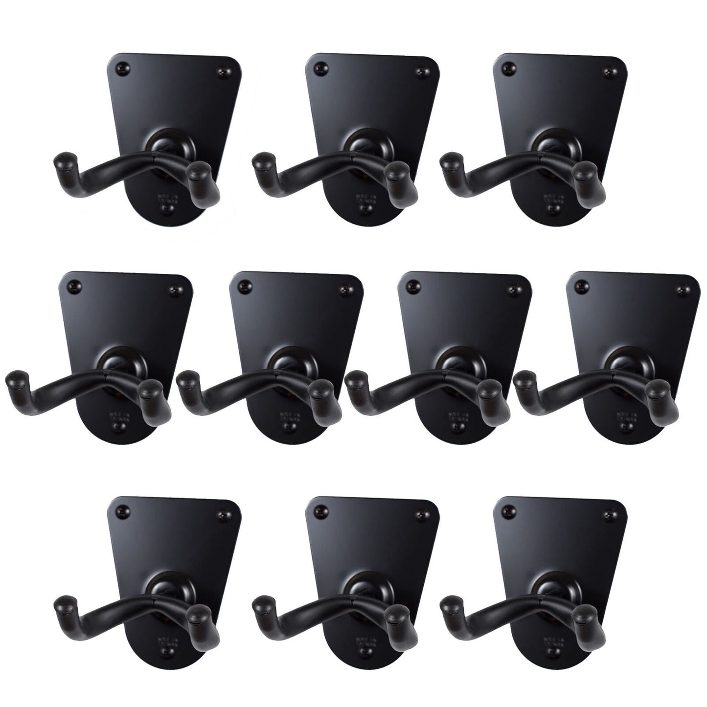 10 x CPK Guitar Wall Hangers, Screw mount flush metal base, Black Holder