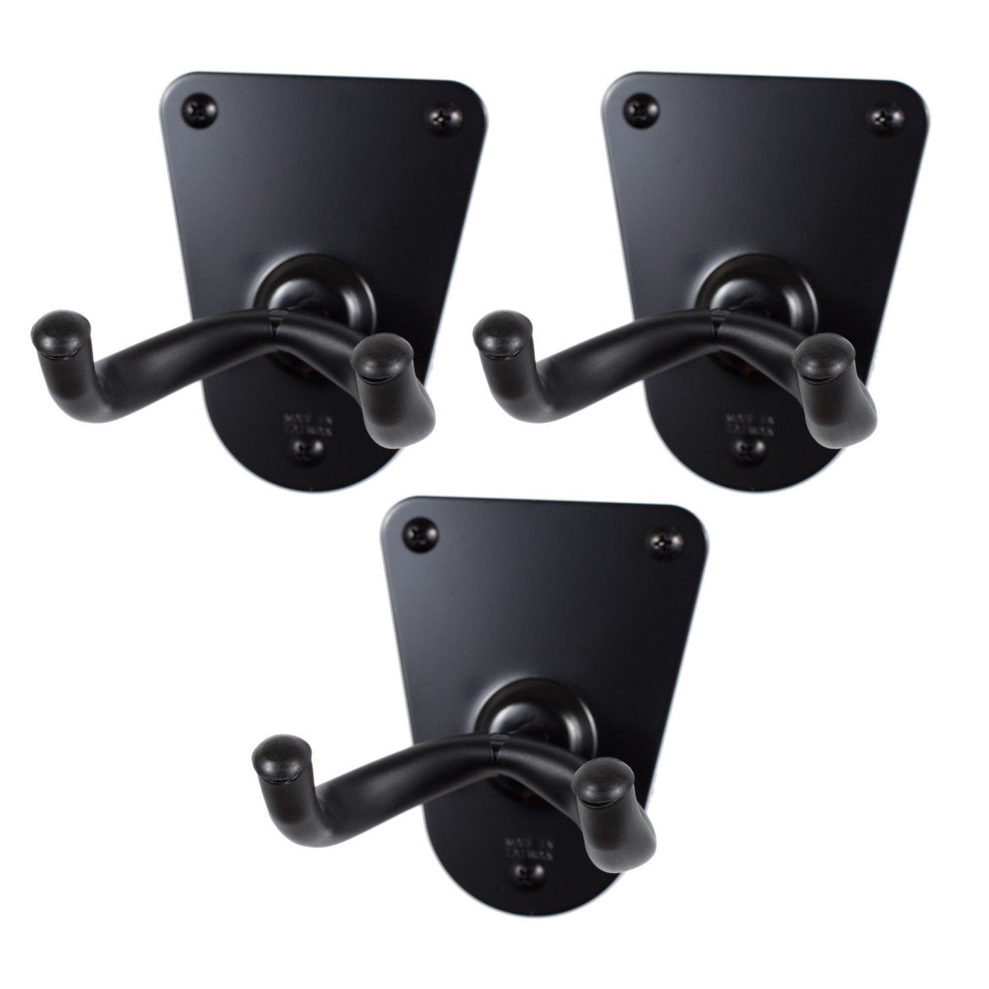 3 x CPK Guitar Wall Hangers, Screw mount flush metal base, Black Holders