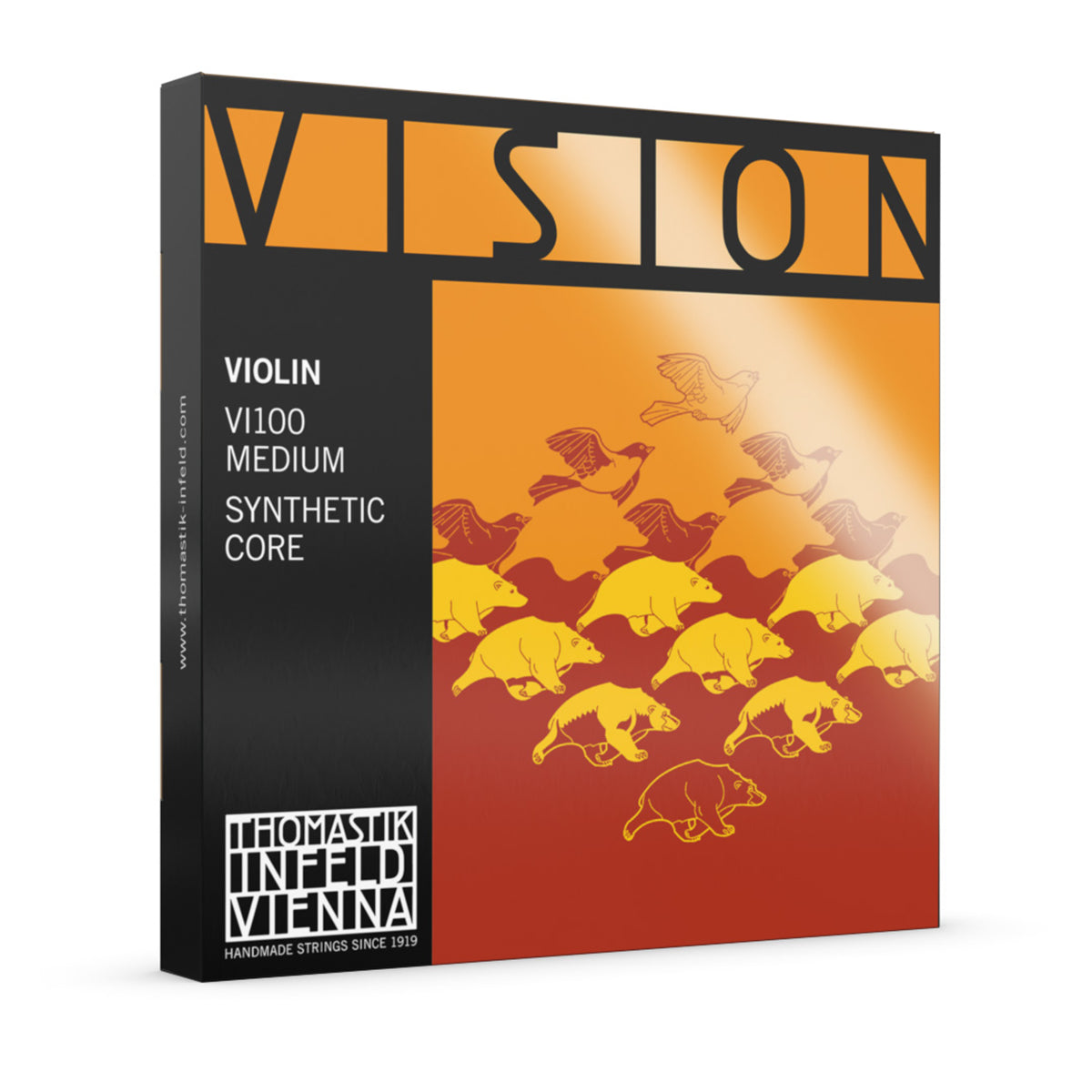 Thomastik Vision VI100 Violin 4/4 String Set - Medium and Heavy Gauges, Synthetic Core, Wound Strings, Quick Settling, Stable Tuning