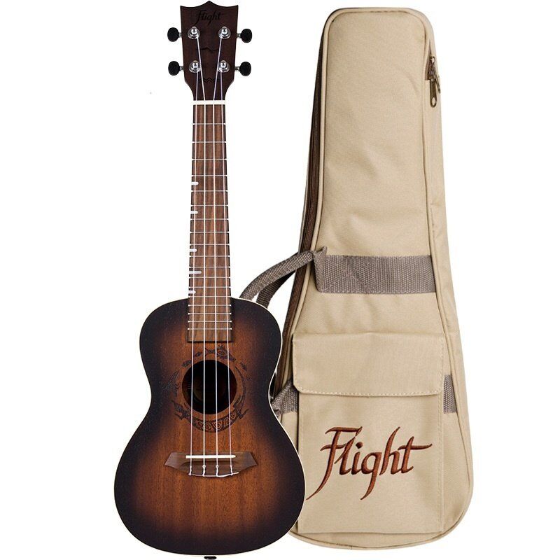 Flight DUC380 Amber Concert Ukulele - Mahogany Body, Walnut Bridge, Aquila Nylgut Strings, Includes Gigbag & Instructional Booklet