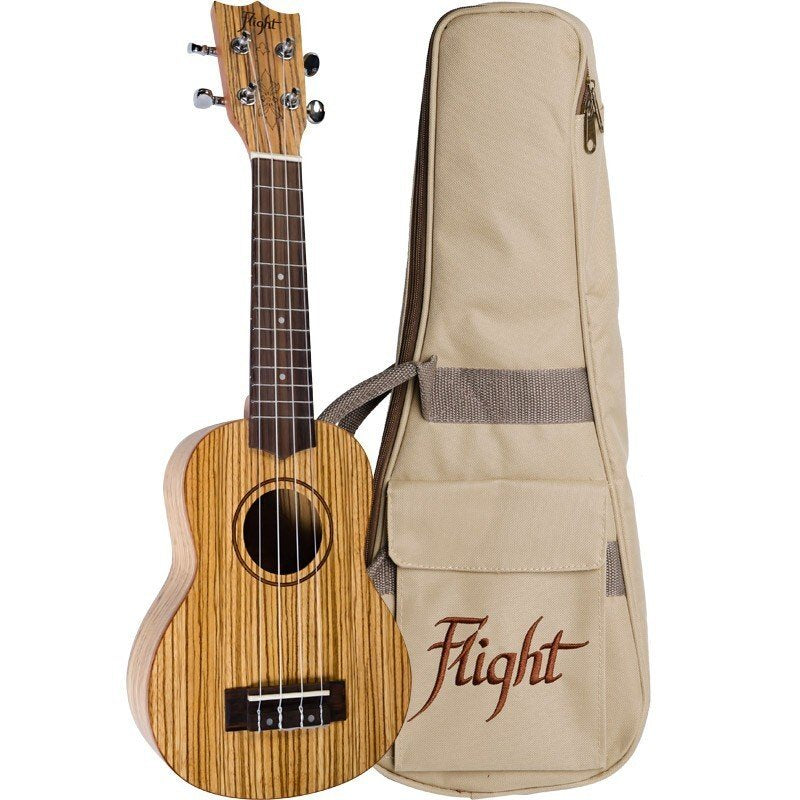 Flight DUS322 Soprano Ukulele Zebrawood with Bag (Flight Designer Series)