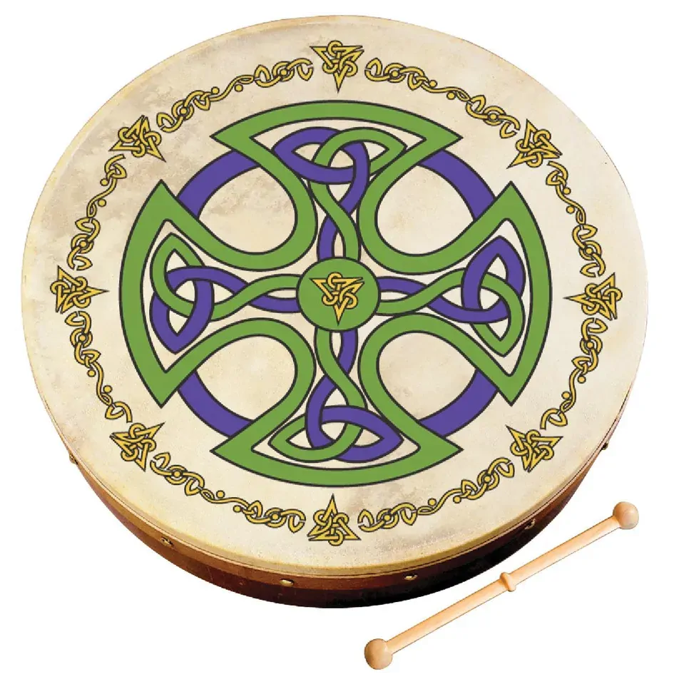 Waltons 12 Inch Bodhran Brosna Cross with Beater & DVD