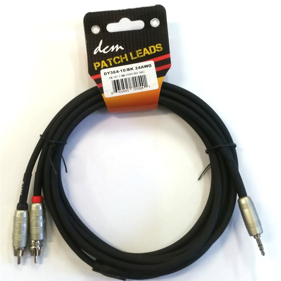 DCM DY364-10 10FT 3.5MM Stereo - 2 RCA Cable