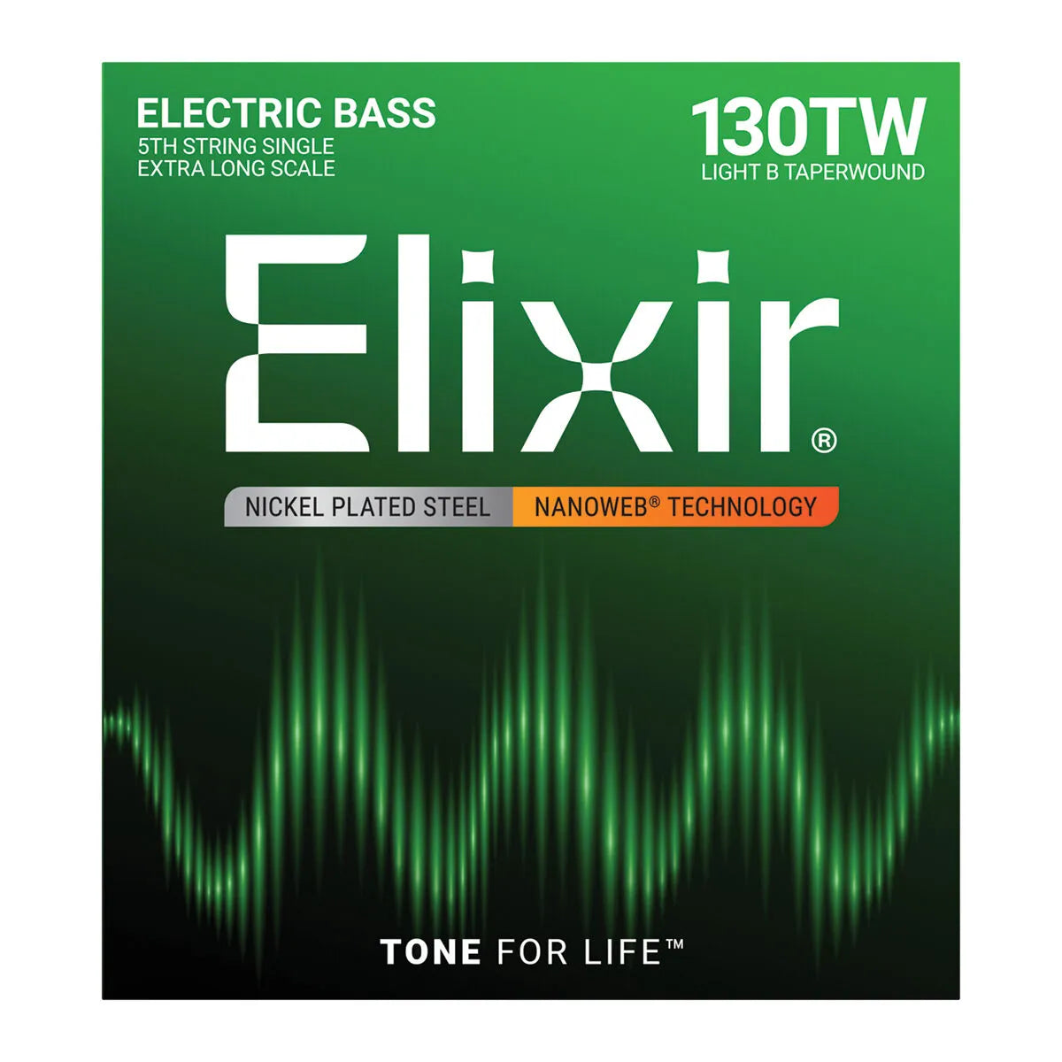 Elixir 15433 Nanoweb Single Bass Medium B .130TW XLong Nickel Plated Steel Strings