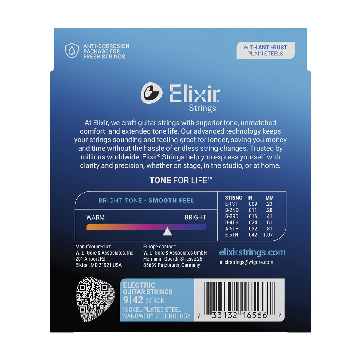 Elixir Nanoweb Electric Guitar Strings 9-42 Super Light 3 Pack E16566 — view 3