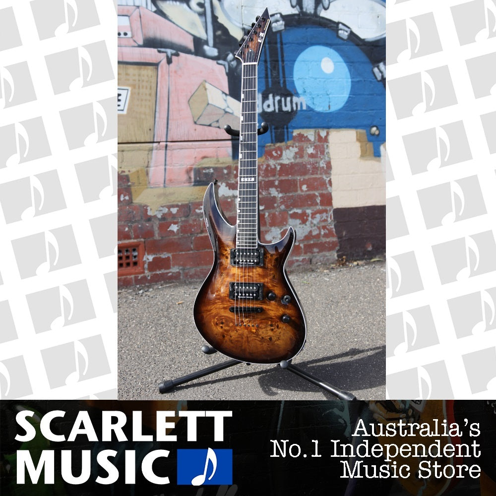 ESP E-II Horizon III NT Burl Top Australian Exclusive Dark Brown Sunburst Electric Guitar — view 5