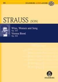 Wine Women Song / Vienna Blood Study Score BK/CD by Johann Strauss, Jr.