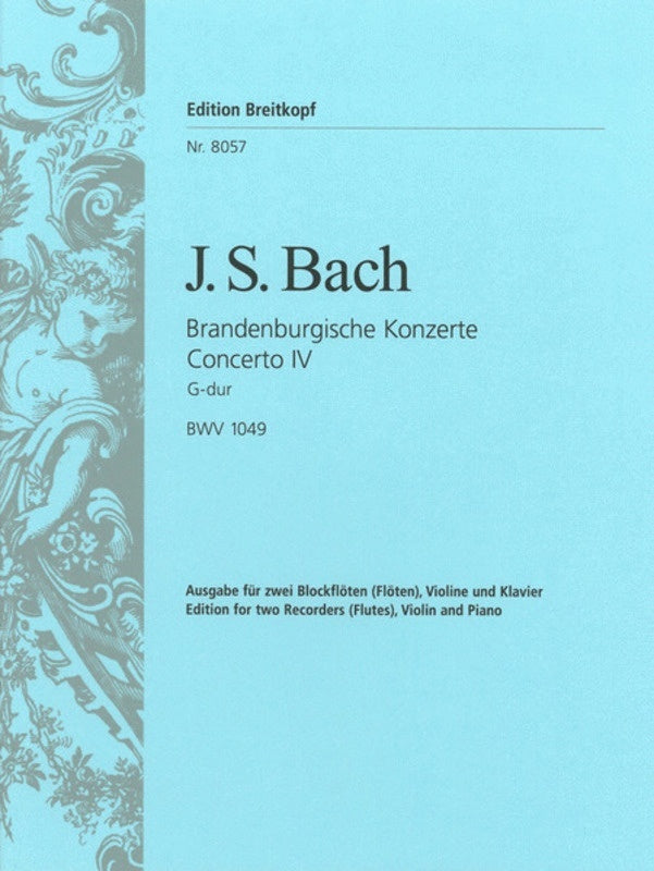Brandenburg Concerto No 4 G 2Rec (Fl) Violin Piano Book