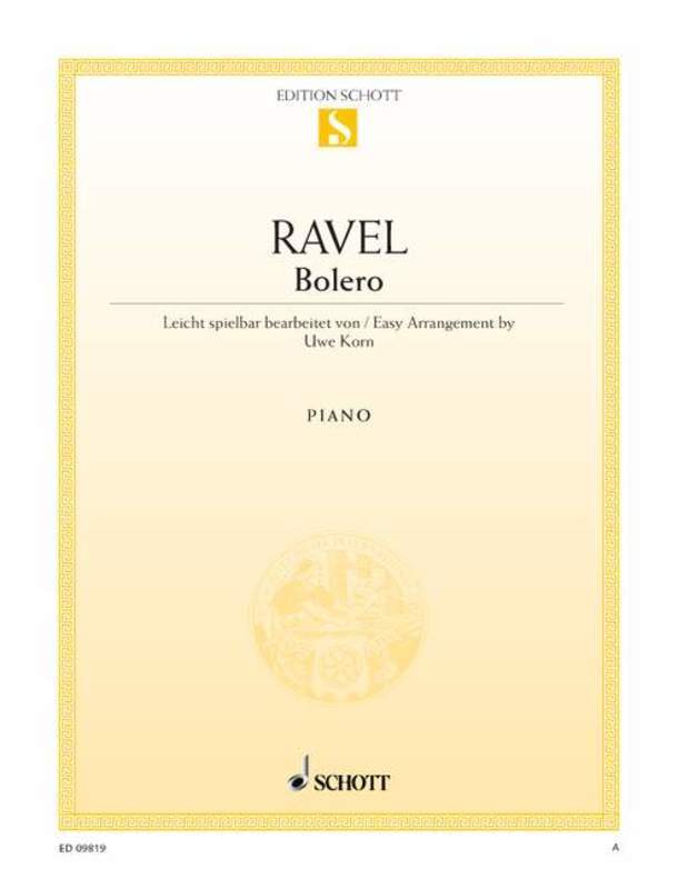 Ravel - Bolero Easy Piano Arrangement (Softcover Book)
