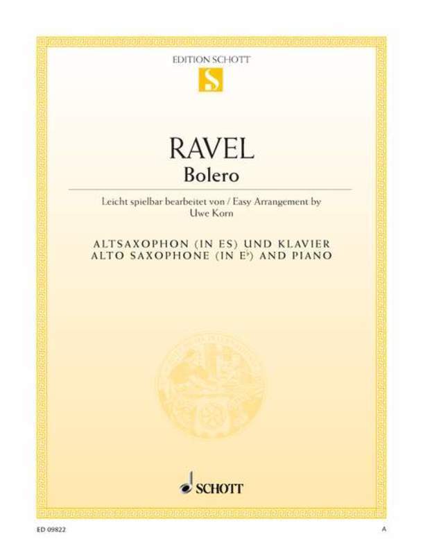 Ravel - Bolero Easy Alto Sax/Piano (Softcover Book)