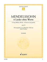 Mendelssohn - 6 Songs Without Words Op 38 Piano (Schott Music)