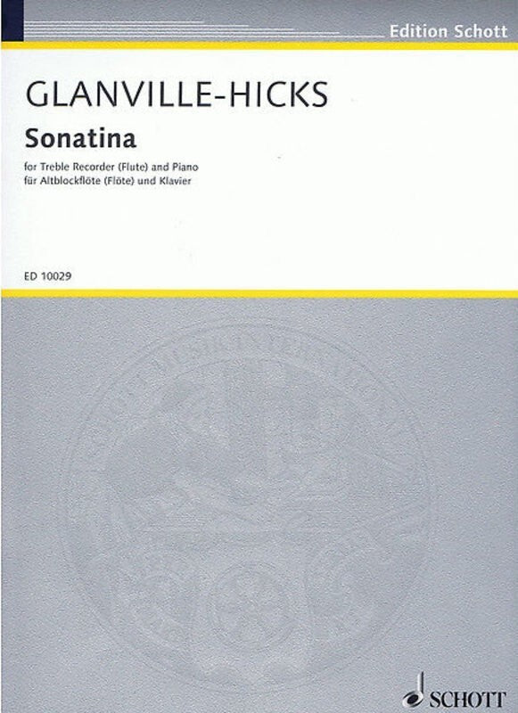 Glanville-Hicks - Sonatina Treble Recorder (Flute)/Piano (Softcover Book)