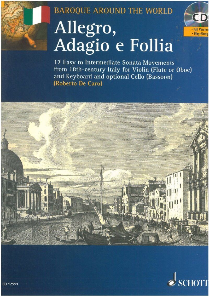 Allegro Adagio E Follia Violin Piano Book with CD