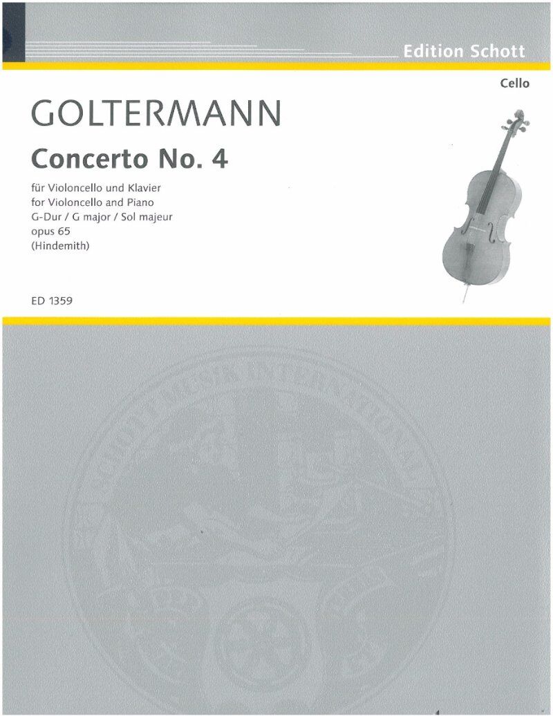 Goltermann Concerto No. 4 Op. 65 in G Major for Cello and Piano, Schott Music, 32 Pages