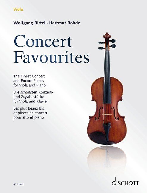 Concert Favourites for Viola and Piano by Wolfgang Birtel, Schott Music, 140 pages, includes selected encore pieces for viola and piano.