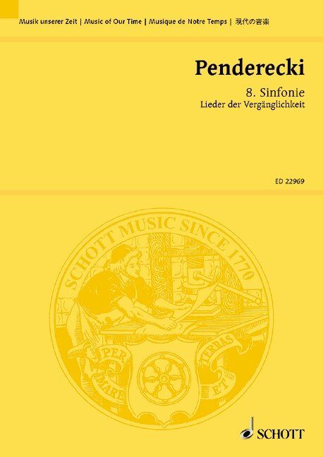 Penderecki - 8th Symphony Study Score for Choral and Orchestra, 156 Pages, Publisher: Schott Music