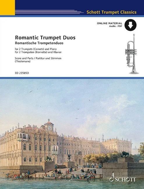 Romantic Trumpet Duos for 2 Trumpets/Piano - Schott Music, 68 Pages, Medium Difficulty, Includes Works by Boehme, Rubinstein & More