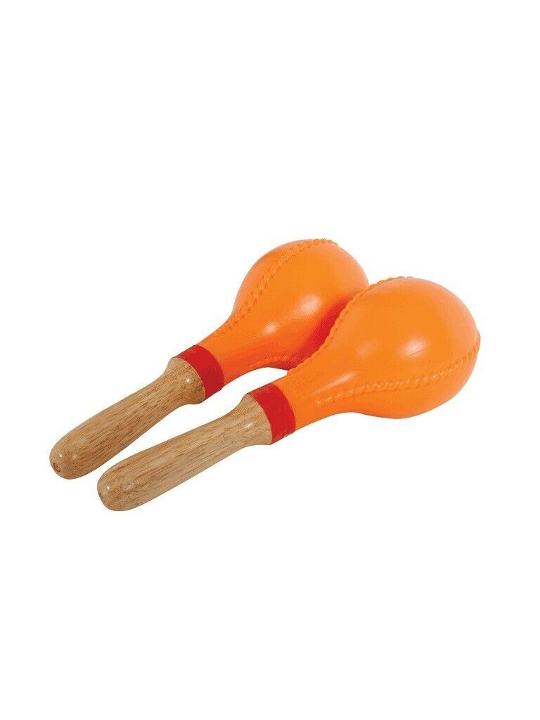 CPK Orange Maracas With Rounded Wooden Handle