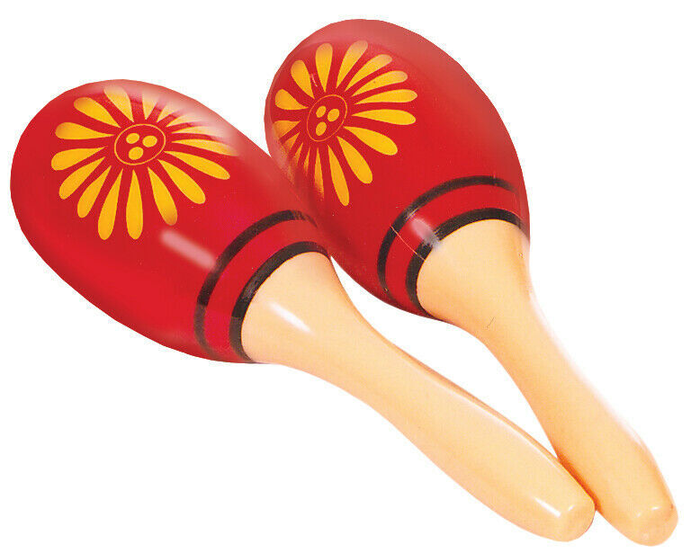 MARACAS - CPK Plastic Oval Shape, Red, Pair 9" long