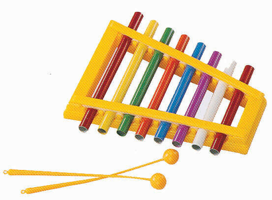 MITELLO PERCUSSION - 8 Note Pipe Xylophone Coloured Pipes, With Mallets