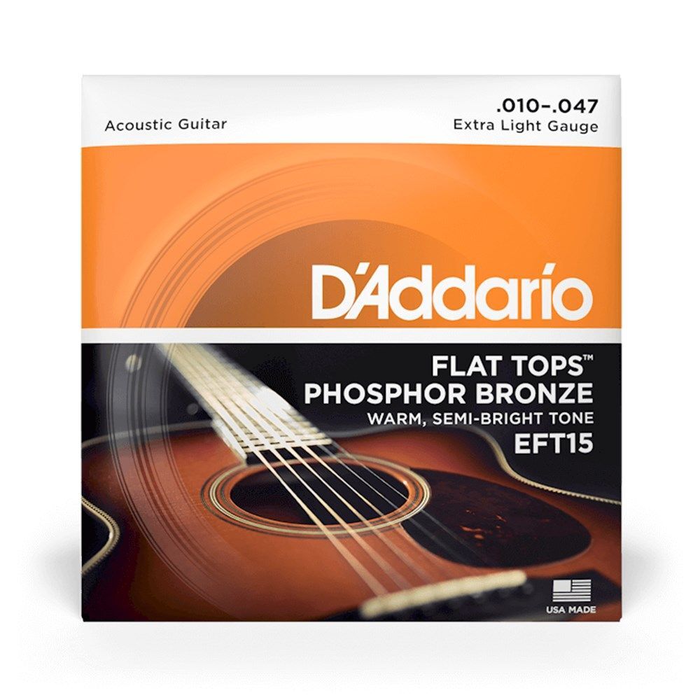 D'Addario Flat Tops Acoustic Guitar String Set 10-47 Phosphor Bronze Uncoated 6 Strings — view 4