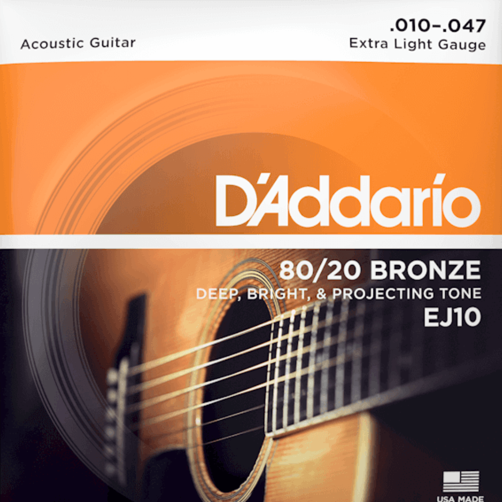 D'Addario EJ10 Extra Light Acoustic Guitar String Set 10/47 80/20 Bronze — view 6