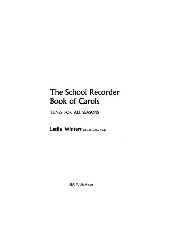 The School Recorder Book Of Carols (Softcover Book)