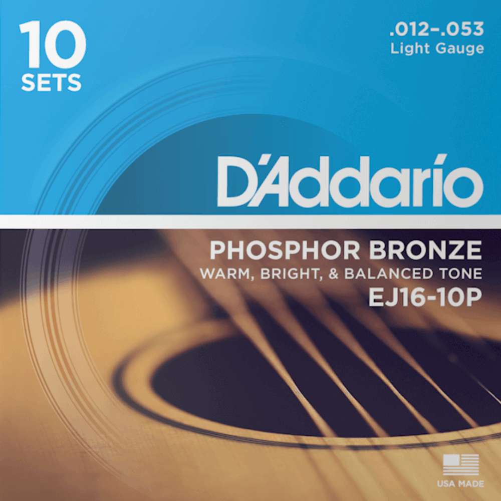 D'Addario Acoustic Guitar String Set 12-53 Phosphor Bronze Light Gauge — view 4