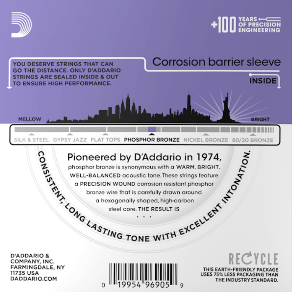 D'Addario Acoustic Guitar String Set 11-52 Phosphor Bronze Custom Light — view 6