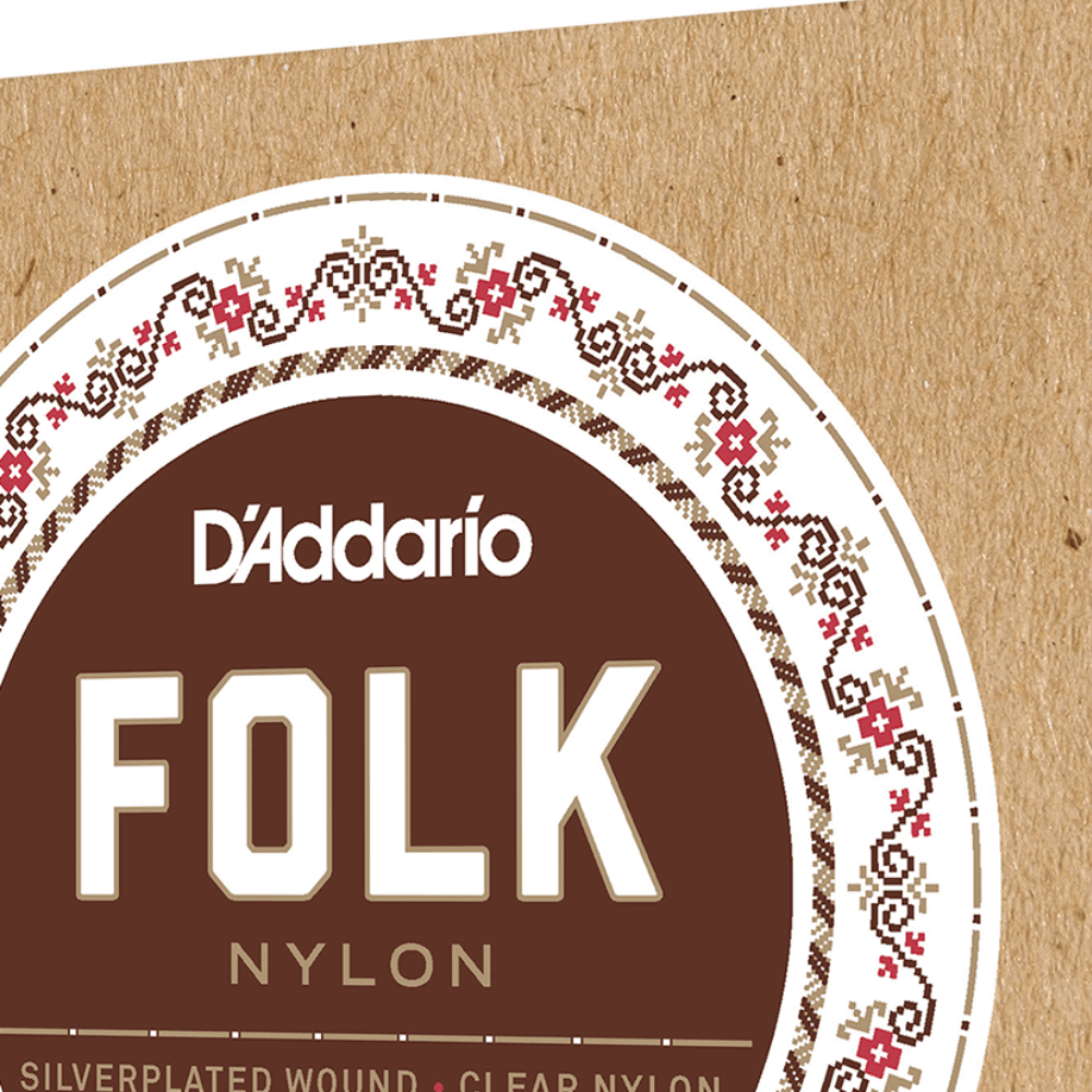D'Addario Folk Nylon Acoustic Guitar Strings Set with Ball Ends, 6 Strings, Silver-Wound Bass, Clear Nylon Trebles — view 3
