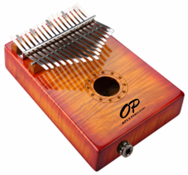 Opus Percussion 17-Key Curly Maple Kalimba with Pickup - Sunburst Gloss Finish