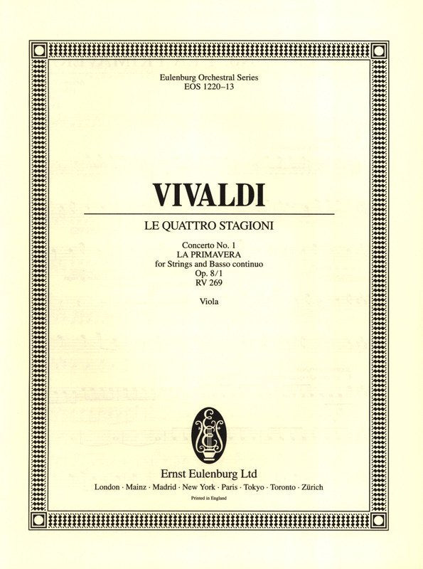 Vivaldi - Four Seasons Op 8/1 Rv 269 Spring Viola Part (Eulenburg)