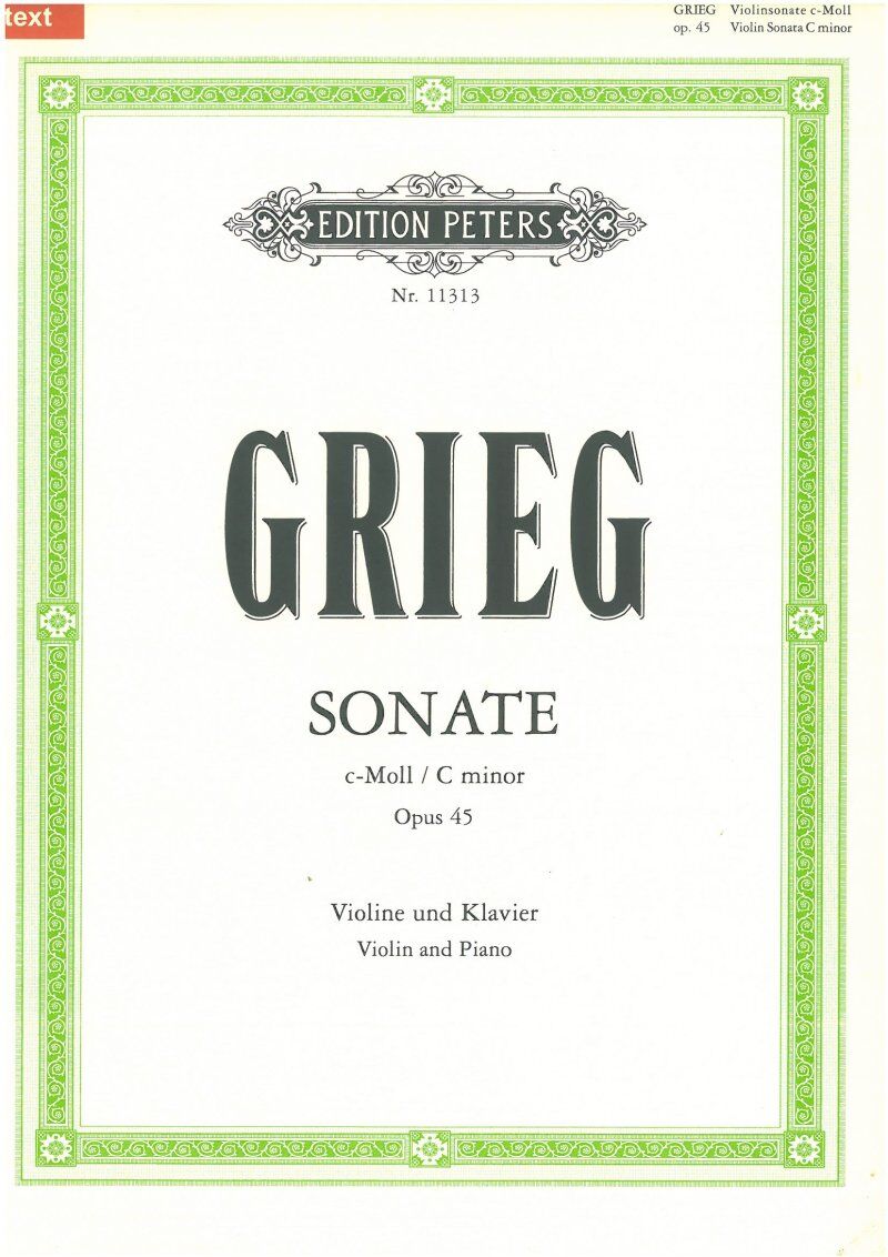 Grieg - Sonata No. 3 Op. 45 C Minor for Violin/Piano