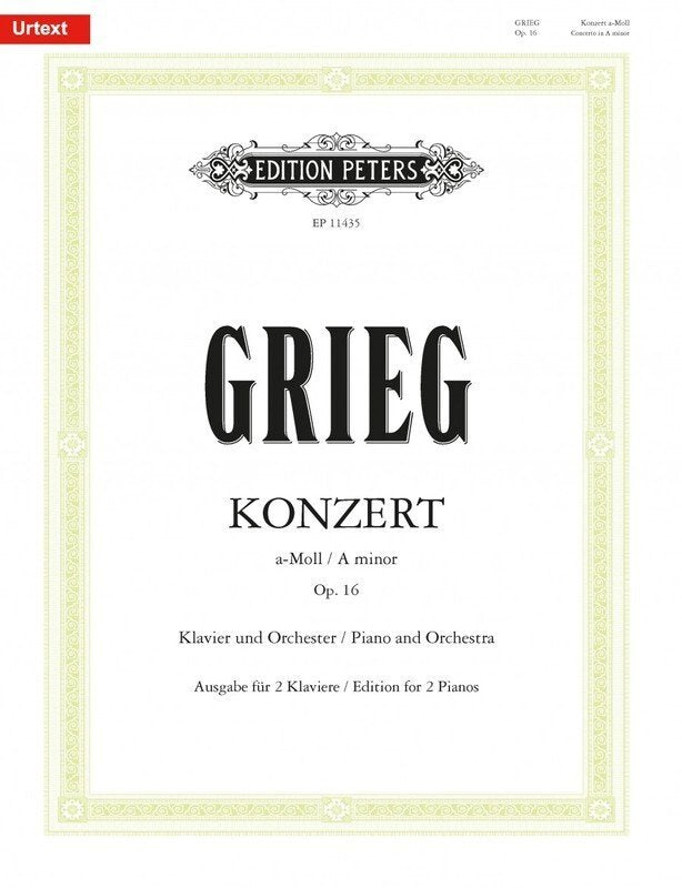 Grieg: Concerto in A Minor Op. 16 Urtext — 2 Pianos 4 Hands (Edition Peters)