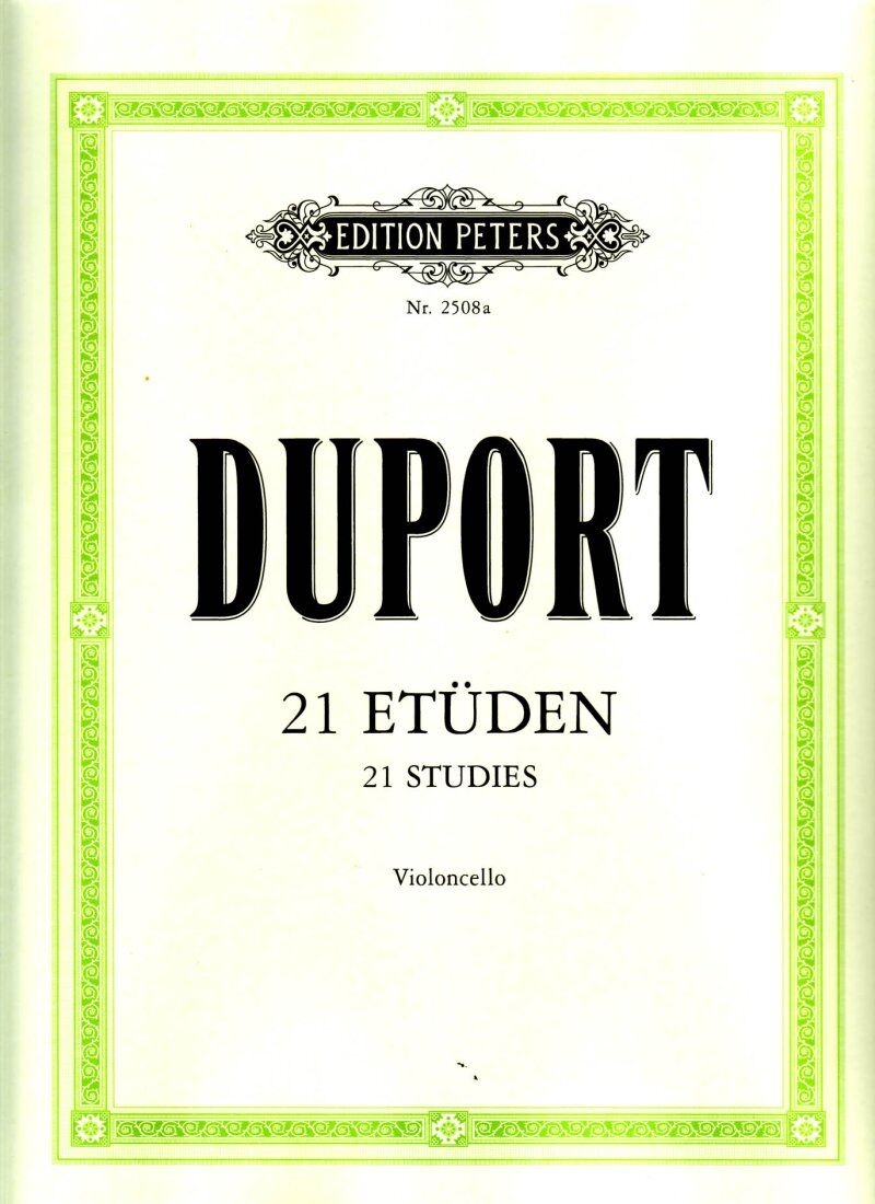 Duport - 21 Studies for Cello, Edition Peters, Cello Solo, 1 Page