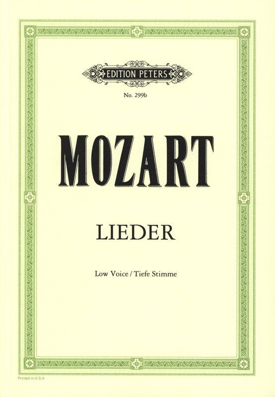 Songs 29 Low Ed Friedlaender - Vocal Score of 29 Songs by Mozart, Edition Peters, 1 Page